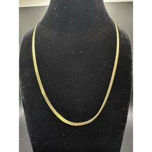 Vintage Flat Gold Tone Chain Necklace Made In Korea - 15"